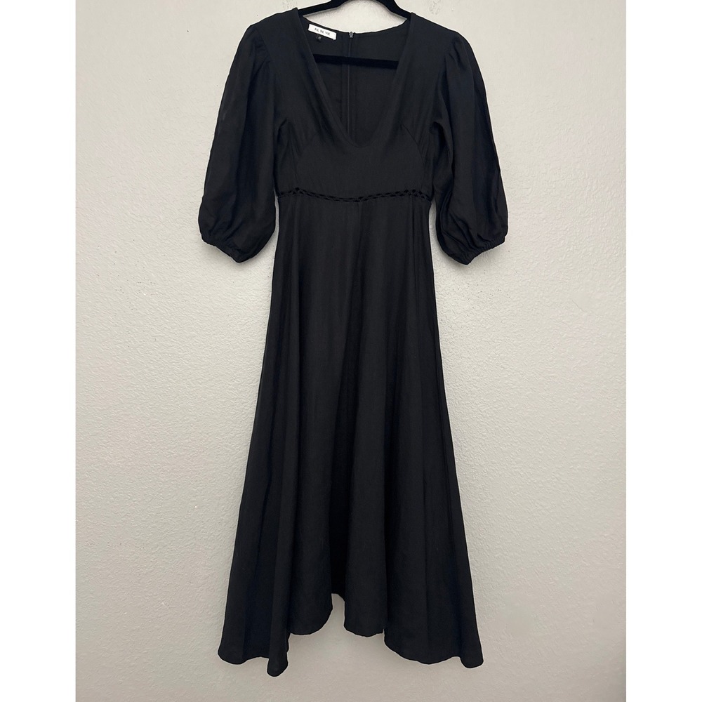 Fil De Vie Black 100% Linen Maxi Dress